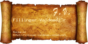 Fillinger Valdemár névjegykártya